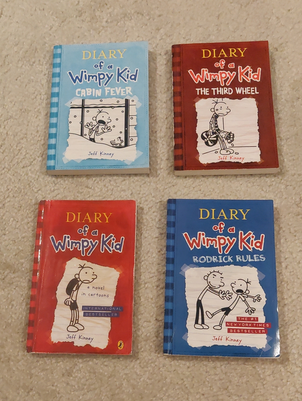 Lot Of 4 Diary of a Wimpy Kid Paperback Books Jeff Kinney Y2K Novel In Cartoons